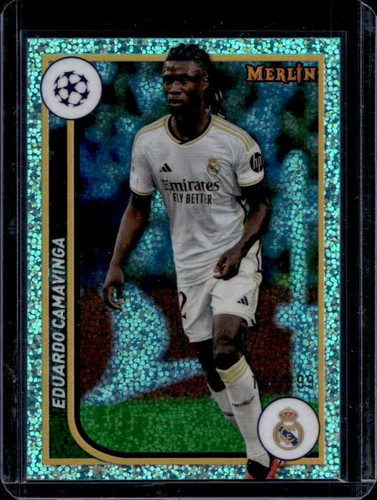 Eduardo Camavinga 2023 Topps Chrome Merlin UEFA Aqua Speckle Refractor /199
