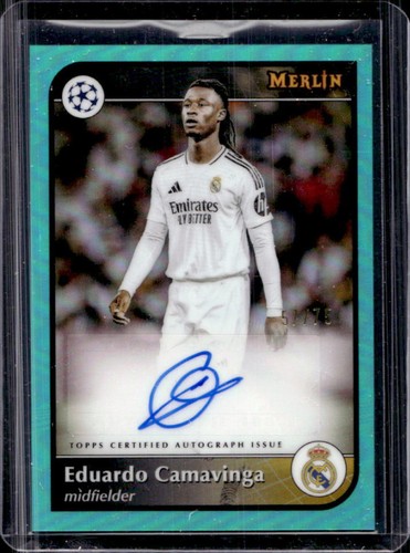 Eduardo Camavinga 2024 Topps Merlin Chrome Aqua Refractor /75