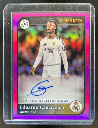 Eduardo Camavinga 2024 Topps Merlin Chrome Pink Refractor /199