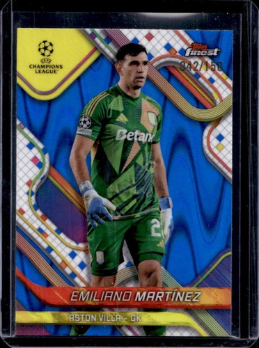 Emiliano Martinez 2024 Topps Finest Blue Raywave Refractor /150