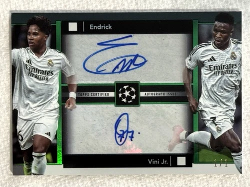 Endrick and Vini Jr. 2024 Topps UEFA Museum Emerald 1/1