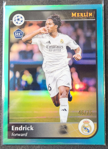 Endrick 2024 Topps Chrome Merlin Aqua Refractor /75
