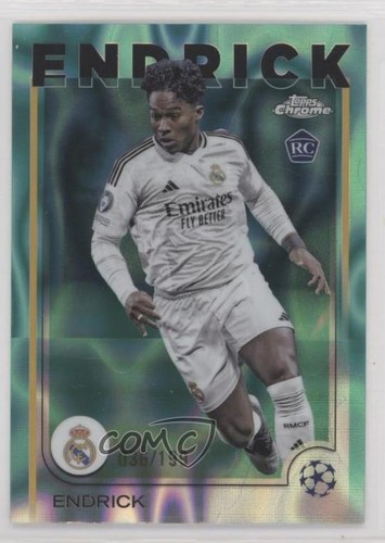Endrick 2024 Topps Chrome UEFA Club Competitions Aqua Lava Refractor /199