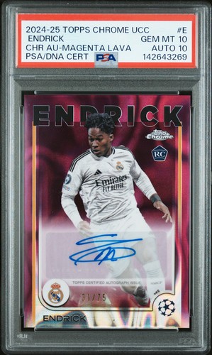 Endrick 2024 Topps Cromo UEFA Magenta Lava /75