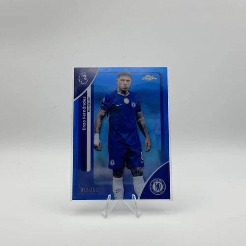 Enzo Fernandez 2025 Topps Chrome Premier League Blue Refractor /150