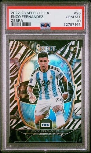Enzo Fernandez 2022 Panini Select Zebra Prizm /25
