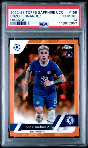 Enzo Fernández 2022 Topps Cromo UEFA Zafiro Naranja /50