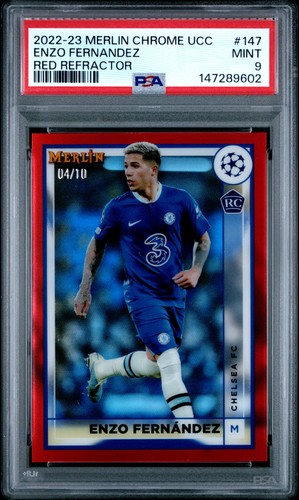 Enzo Fernández 2022 Topps Merlin Chrome Rosso Rifrattore /10