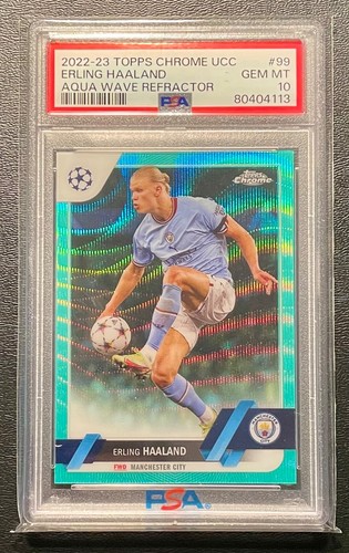 Erling Haaland 2022 Topps Chrome Aqua Wave