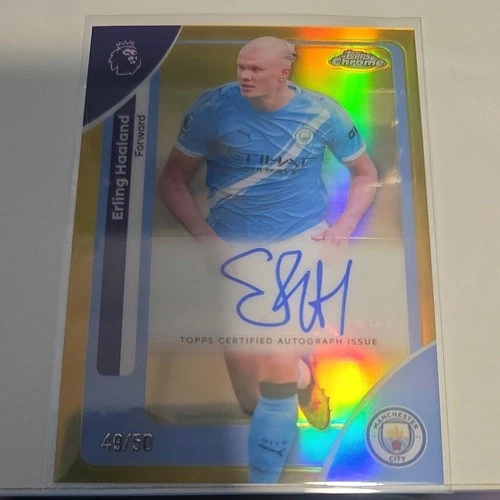 Erling Haaland 2025 Topps Chrome EPL Gold Refractor 49/50