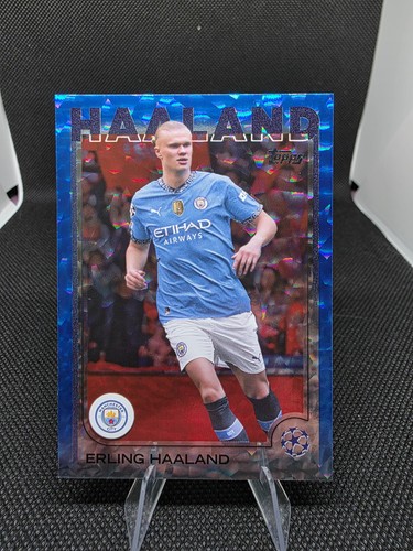 Erling Haaland 2024 Topps Chrome Icy Blue Refractor /75