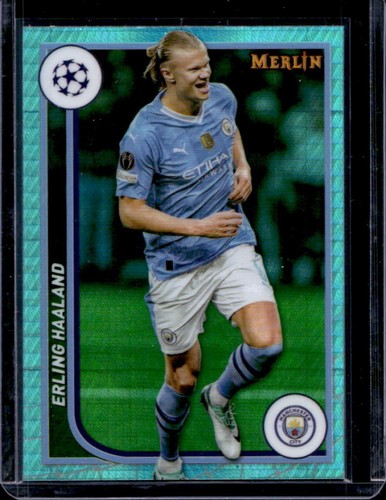 Erling Haaland 2023 Topps Chrome Merlin Aqua Prism