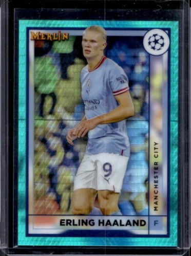 Erling Haaland 2022 Topps Chrome Merlin Aqua Prism Refractor