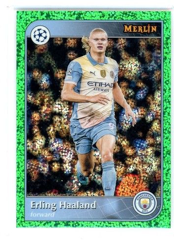 Erling Haaland 2024 Topps Chrome Merlin Green Diamond Refractor /99