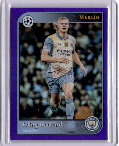 Erling Haaland 2024 Topps Chrome Merlin Purple Refractor /15