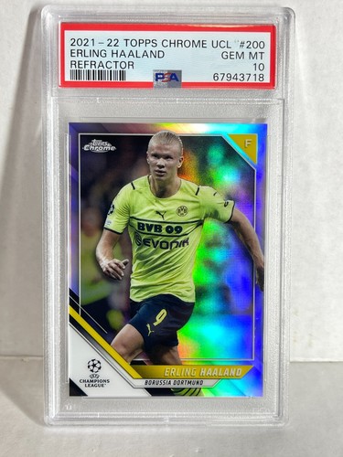 Erling Haaland 2021 Topps Chrome Merlin UCL Refractor #150