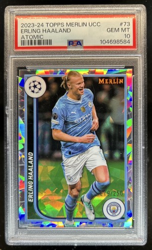 Erling Haaland 2023 Topps Chrome Merlin UEFA Atomic Refractor /250