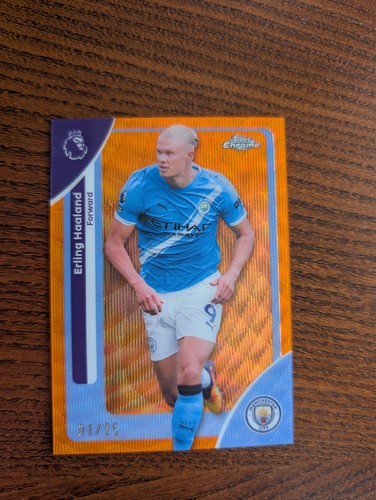 Erling Haaland 2026 Topps Chrome Premier League Orange Wave /25