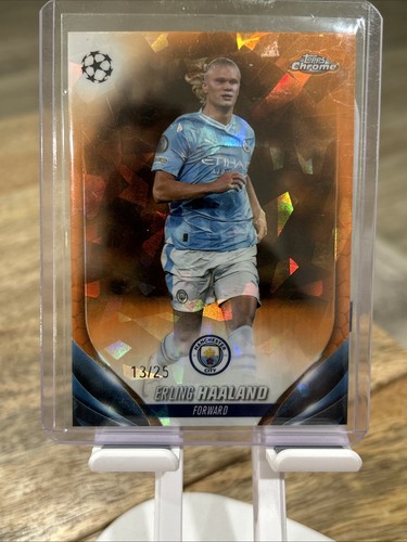 Erling Haaland 2024 Topps Chrome Sapphire Orange Cracked Ice /25