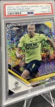 Erling Haaland 2021 Topps Chrome UCL Speckle Refractor