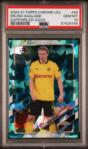 Erling Haaland 2020 Topps Chrome UEFA Champions League Sapphire Aqua #49