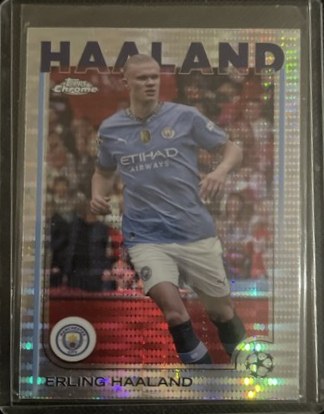 Erling Haaland 2024 Topps Chrome UEFA Club Competitions Pulsar Refractor