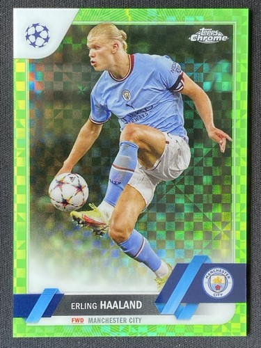 Erling Haaland 2023 Topps Cromo UCC Verde Neón X-Fractor /399