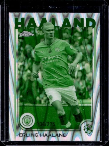 Erling Haaland 2024 Topps Cromo UEFA RayWave Refractor /225