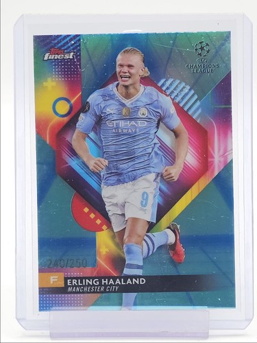 Erling Haaland 2023 Topps Finest Blue Aqua Vapor /250
