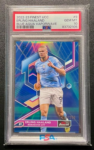 Erling Haaland 2022 Panini Finest Blue Aqua Vaporwave /250