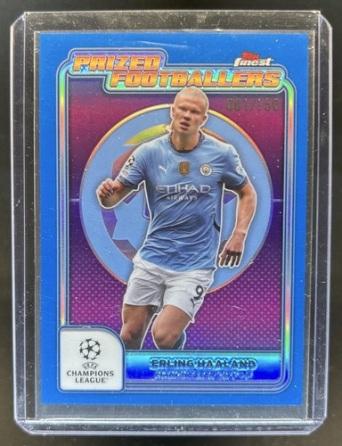 Erling Haaland 2024 Topps Finest Blue Refractor /150