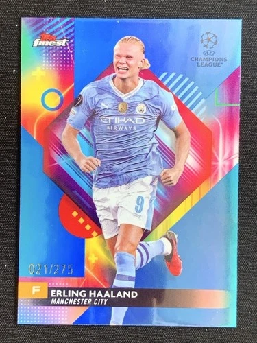 Erling Haaland 2023 Topps Finest Blue Refractor /275
