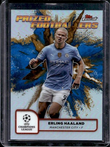 Erling Haaland 2024 Panini Finest Blue/Gold Refractor #PFF-22