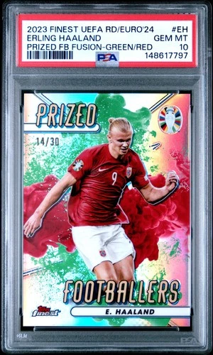 Erling Haaland 2023 Topps Finest Green Red Fusion