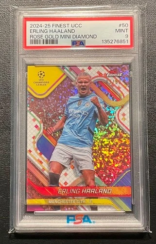 Erling Haaland 2024 Panini Finest Rose Gold Mini Diamond /50