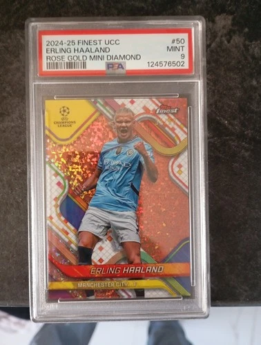 Erling Haaland 2024 Topps Finest Rose Gold Mini-Diamond Refractor /50