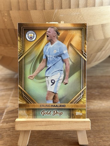 Erling Haaland 2023 Topps Manchester City FC Team Set Gold Drip Aqua /180