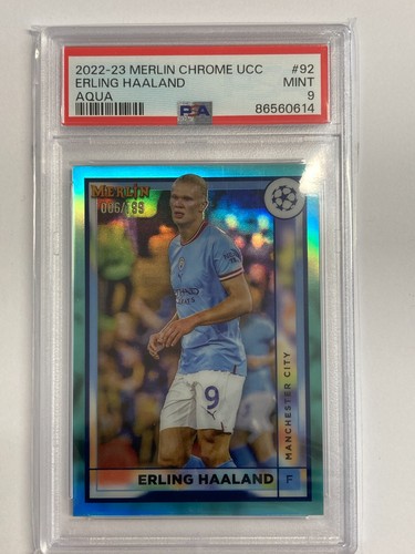 Erling Haaland 2023 Topps Merlin Chrome Aqua /199