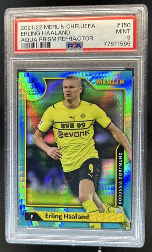 Erling Haaland 2021 Topps Merlin Chrome Aqua Prism #150