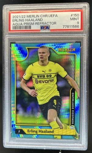 Erling Haaland 2021 Topps Merlin Chrome Aqua Prism Refractor #150