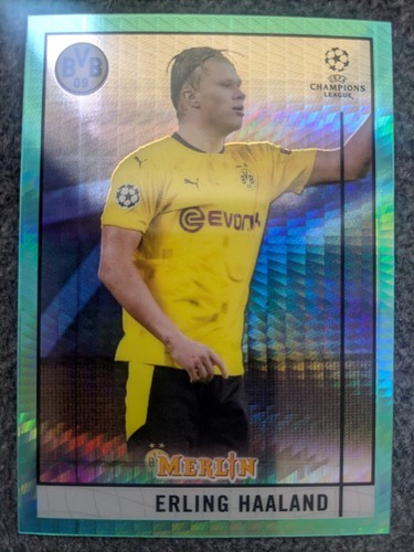 Erling Haaland 2020 Topps Merlin Chrome Aqua Prizm Refractor #65