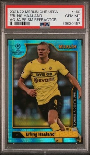 Erling Haaland 2021 Topps Merlin Chrome Aqua Refractor