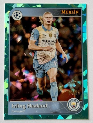 Erling Haaland 2024 Topps Merlin Chrome Atomic Aqua /75