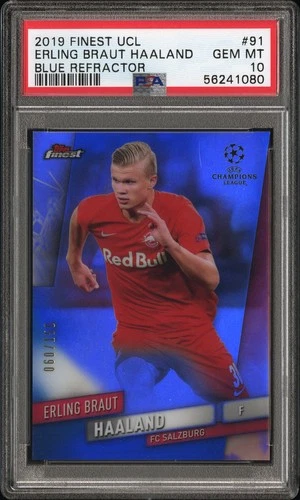 Erling Haaland 2019 Panini Merlin Chrome Blue Refractor /150