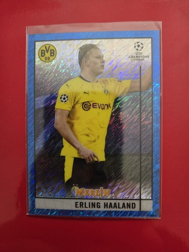 Erling Haaland 2020 Topps Merlin Chrome Blue Refractor /75