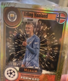 Erling Haaland 2023 Topps Merlin Chrome Gold /50