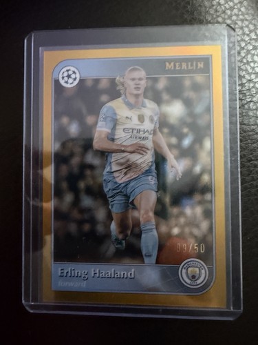Erling Haaland 2024 Topps Merlin Chrome Gold Refractor /50