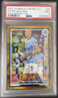 Erling Haaland 2022 Topps Merlin Chrome Gold Refractor /50