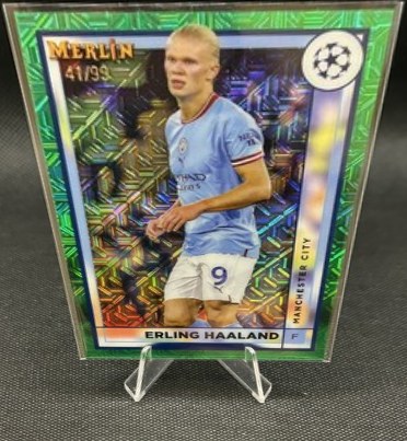 Erling Haaland 2023 Topps Merlin Chrome Green Mojo /99