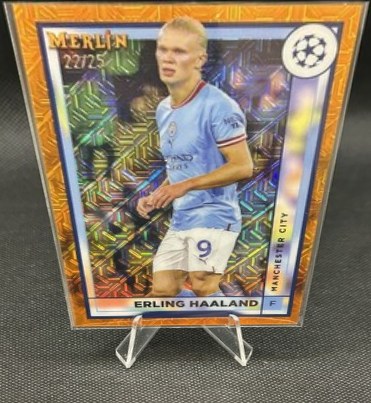 Erling Haaland 2022 Panini Merlin Chrome Orange Mojo /25